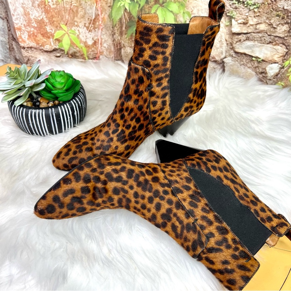 VERONICA BEARD Coastal Cowgirl Landon Leopard Print Calf-Hair Ankle Boots, 37.5 - Picture 7 of 15